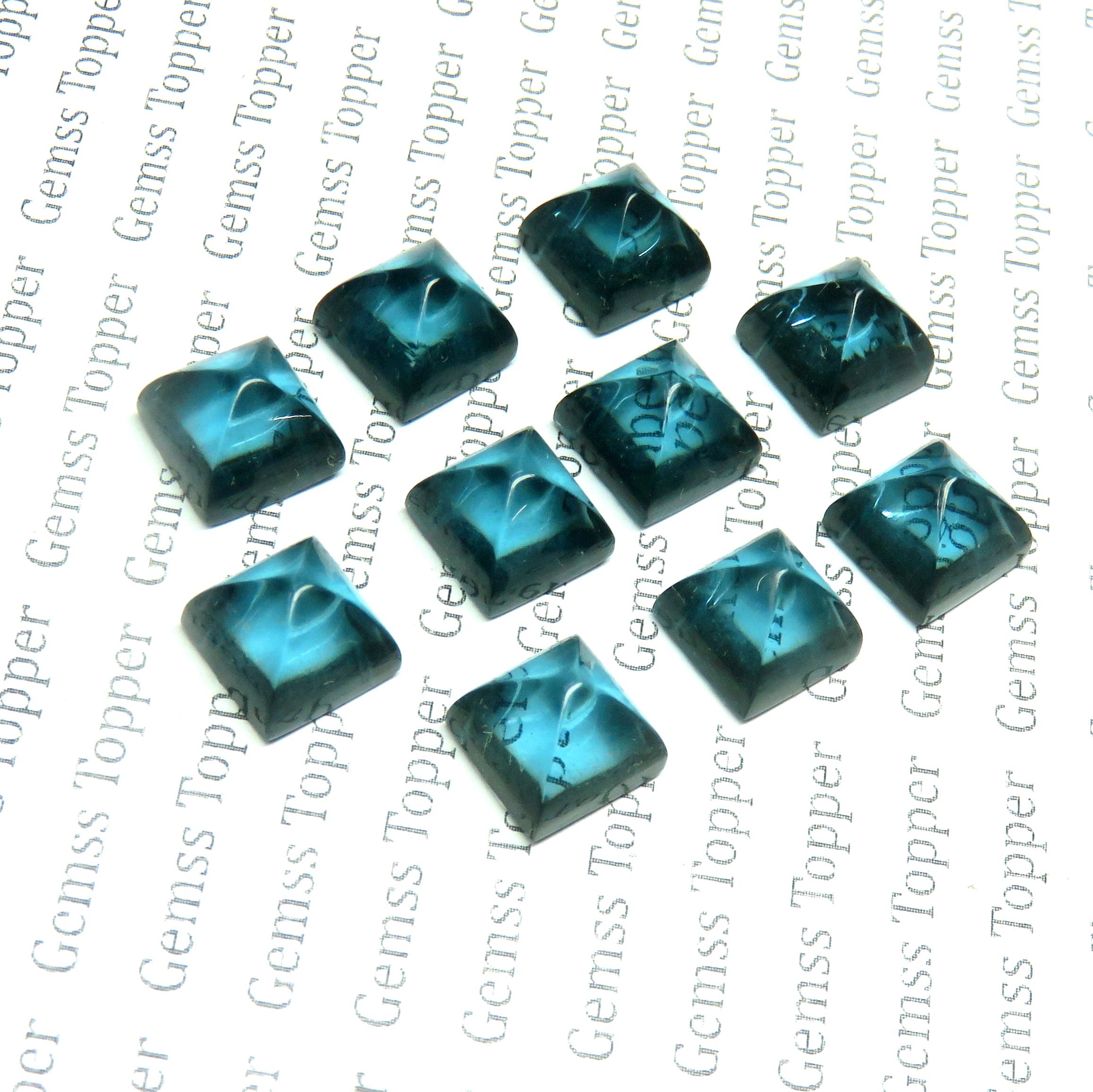 London Blue Topaz 10x10 mm Pyramid Cabochon